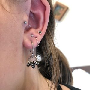 Homemade three beaded earrings